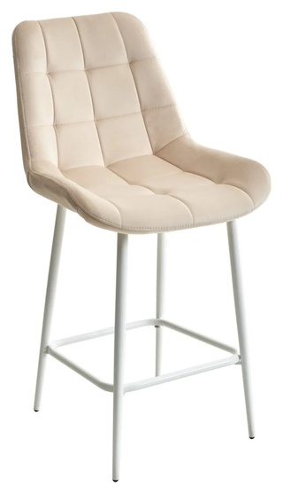 Полубарный стул ХОФМАН, велюровый бежевого цвета H-06/белый каркас