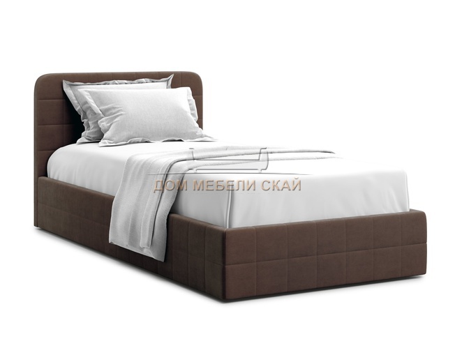 Кровать односпальная Adda 90x200 с ПМ, шоколадный велюр velutto 23