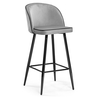 Барный стул Zefir, велюровый светло-серого цвета light gray