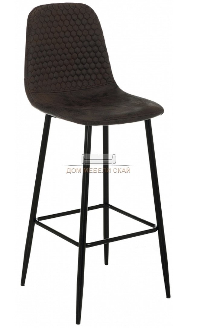 Барный стул Drop, black/dark brown искусственная замша коричневого цвета
