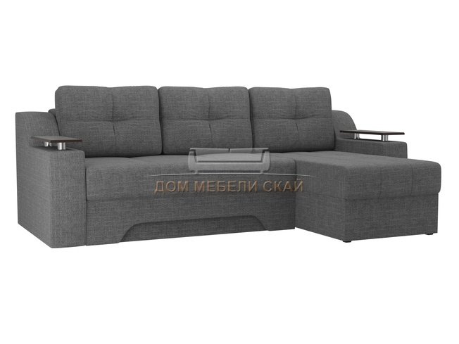 Угловой диван-кровать правый Сенатор, серый/рогожка