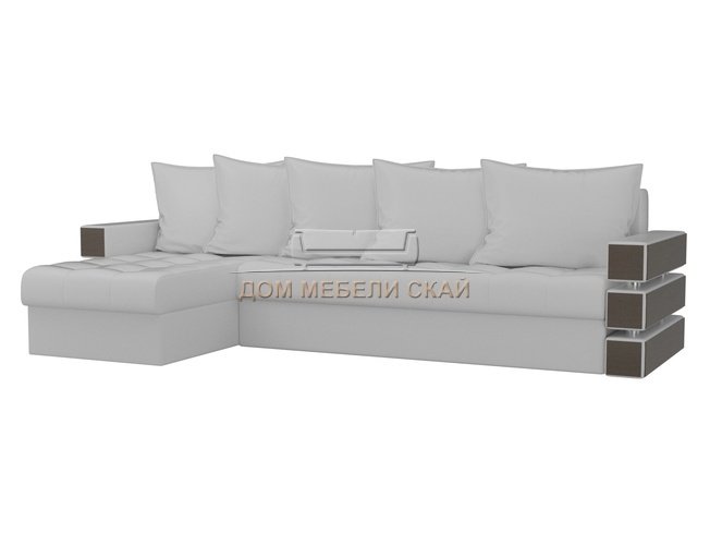 Угловой диван-кровать левый Венеция, белый/экокожа