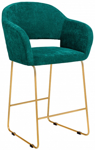 Кресло барное Oscar, велюровый изумрудного цвета/линк золото