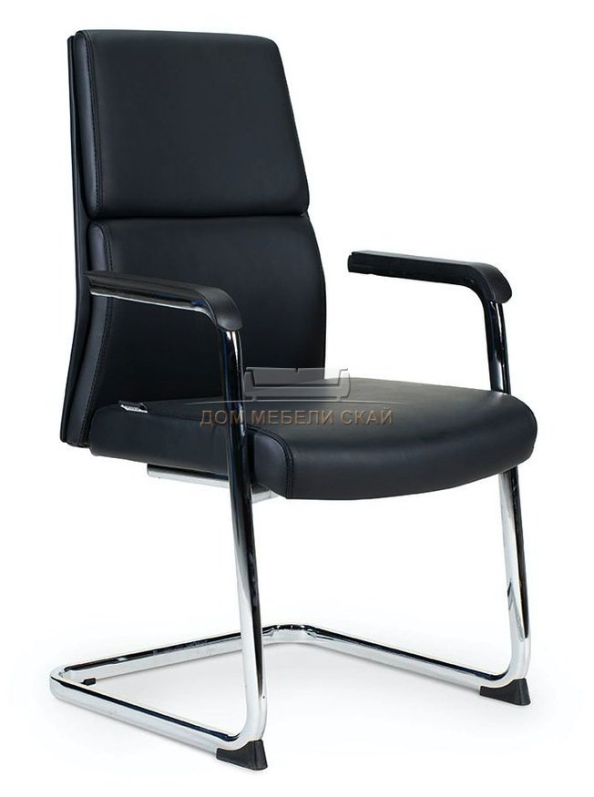 Кресло офисное Лондон CF, хром/черный/черные вставки экокожа