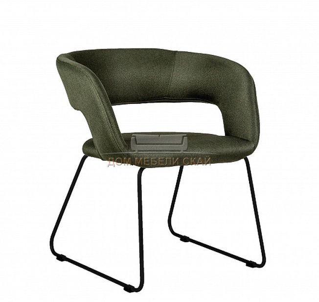Стул-кресло Walter, рогожка темно-зеленого цвета/линк черный