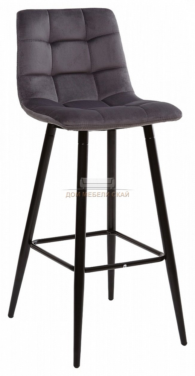 Барный стул LECCO, DARK GREY велюровый тёмно-серого цвета