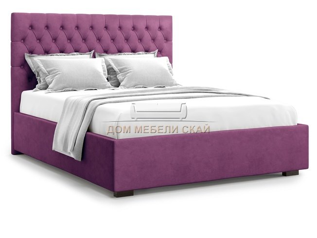 Кровать полутороспальная 140x200 Nemi без подъемного механизма, фиолетовый велюр velutto 15