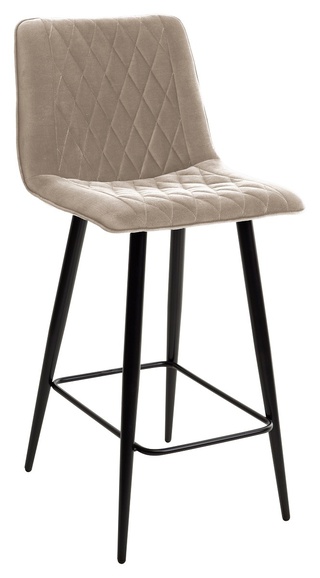 Полубарный стул Поль, велюровый бежевого цвета #5/черный каркас