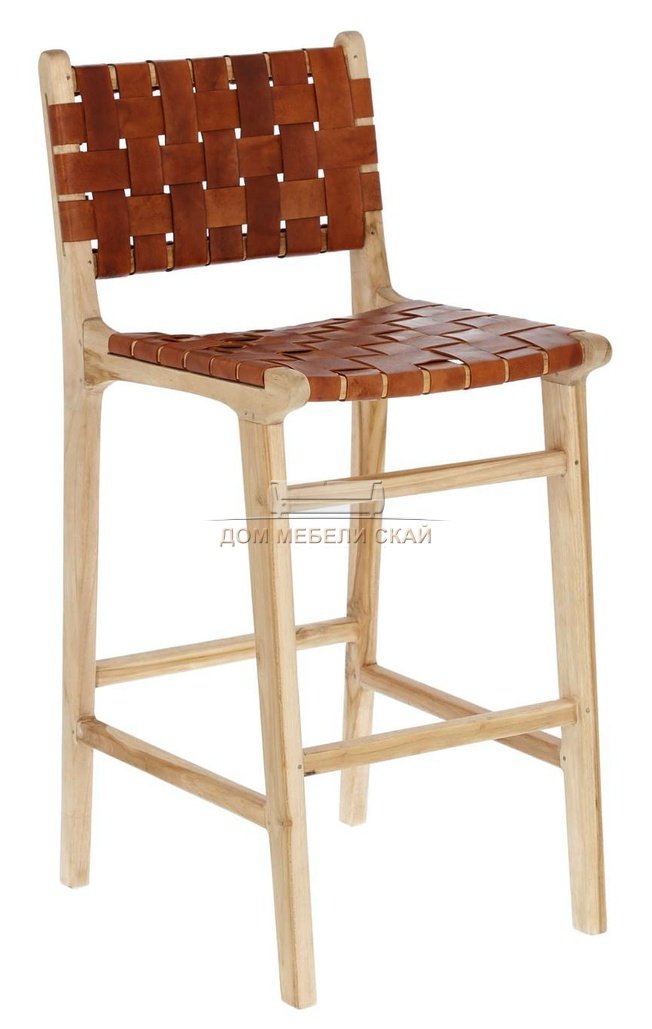 Барный стул Calixta 110 cm, экокожа коричневого цвета