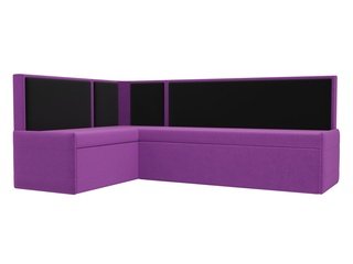 Кухонный угловой диван левый Кристина, фиолетовый/черный/микровельвет