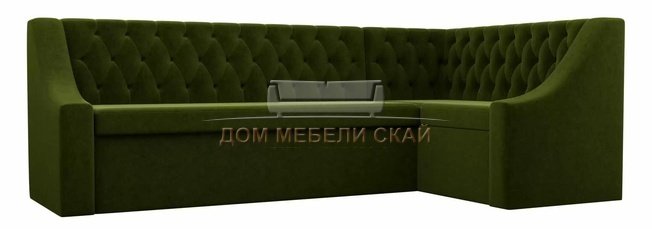 Кухонный угловой диван правый Мерлин, зеленый/микровельвет