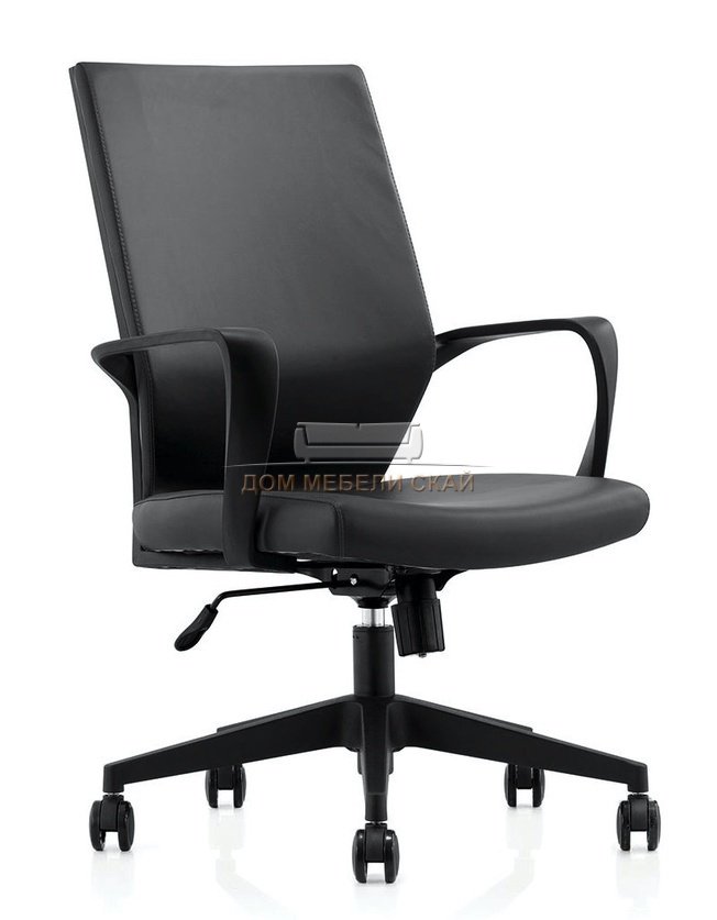 Кресло офисное Союз LB, черный пластик/черная экокожа
