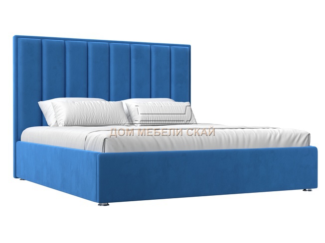 Кровать двуспальная 160x200 Афродита с ПМ, голубой велюр