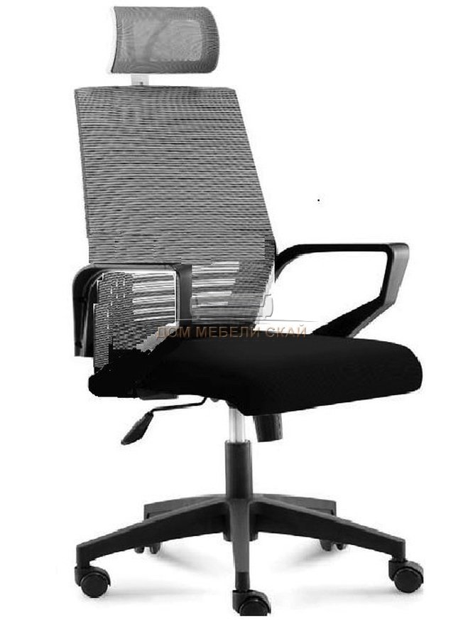 Кресло офисное Эрго, black черный пластик/серая сетка/черная ткань