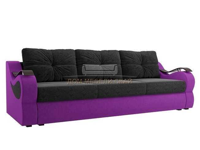 Диван-кровать Меркурий еврокнижка, черный/фиолетовый/микровельвет