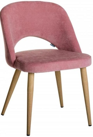 Стул-кресло Lars, микровельвет розового цвета/натуральный дуб