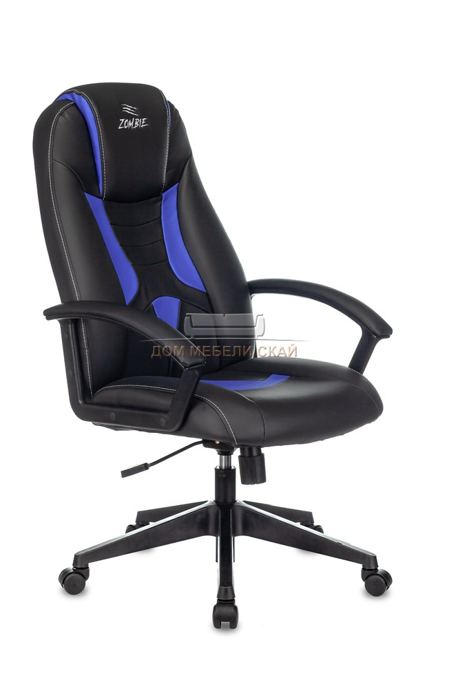 Кресло игровое Zombie 8, черно-синее/экокожа