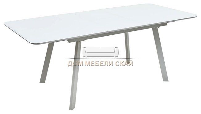 Стол обеденный раздвижной ARUBA 160, WHITE/cупер белое глянцевое стекло