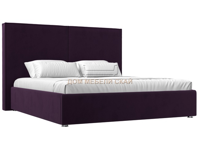 Кровать двуспальная 160x200 Аура с ПМ, фиолетовый велюр