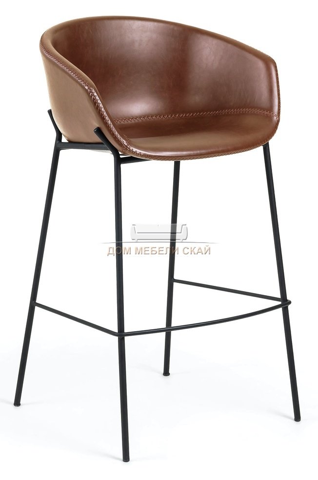 Барный стул Zadine, экокожа коричневого цвета