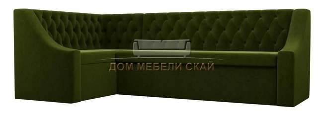 Кухонный угловой диван левый Мерлин, зеленый/микровельвет