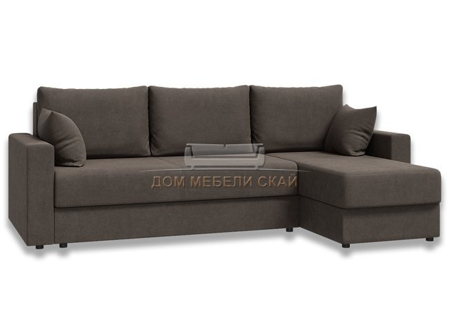 Угловой диван-кровать Лира с боковинами, серо-коричневый велюр