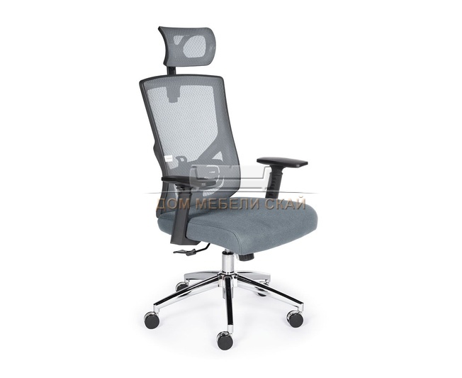 Кресло офисное Интер, база хром/черный пластик/черная сетка/черная ткань