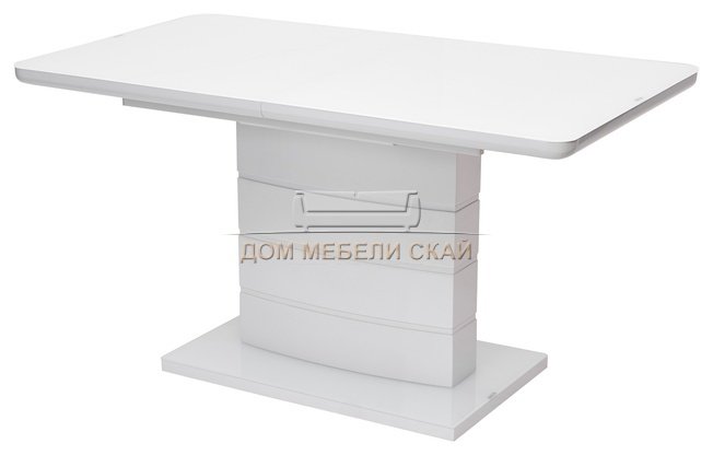 Стол обеденный раздвижной ALTA 120, WHITE/супер белое глянцевое стекло