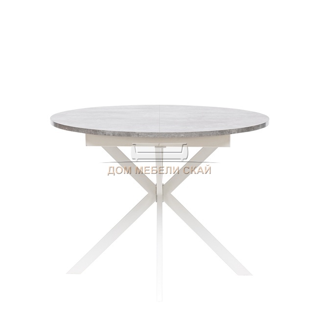 Стол обеденный раздвижной круглый Leset Капри, цемент/белый