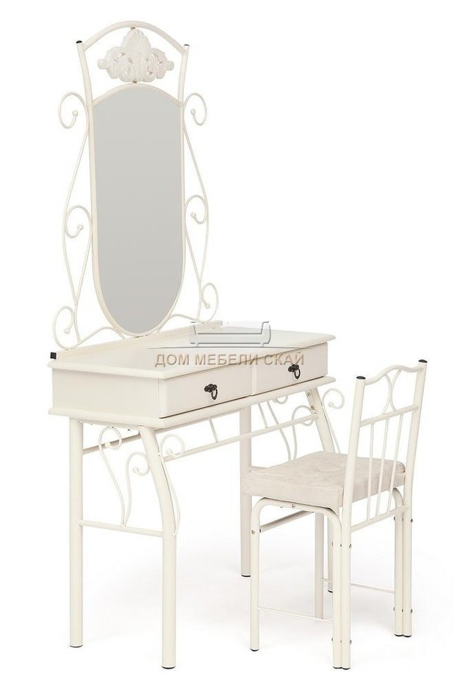 Столик туалетный CANZONA столик/зеркало + стул, белый