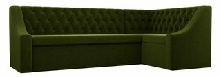 Кухонный угловой диван правый Мерлин, зеленый/микровельвет