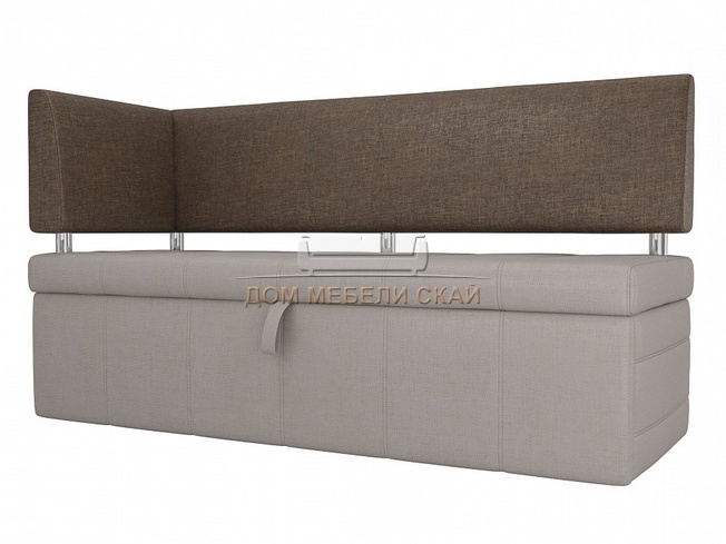 Кухонный диван Стоун с левым углом, бежевый/коричневый/рогожка
