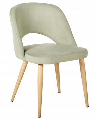 Стул-кресло Lars, велюровый фисташкового цвета/натуральный дуб