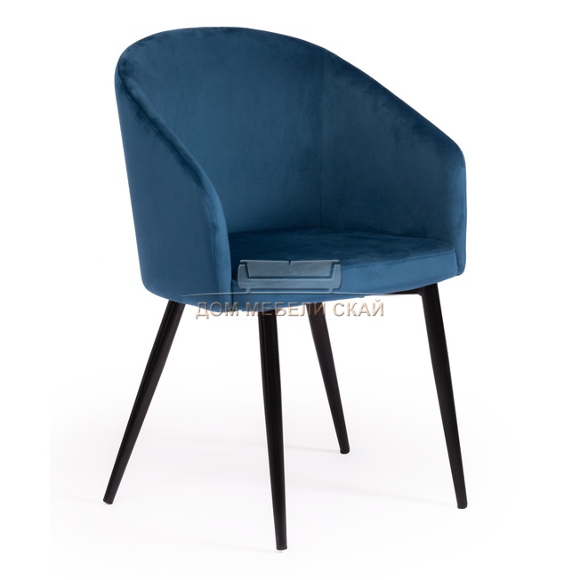 Кресло LA FONTAIN, вельвет синего цвета/черный