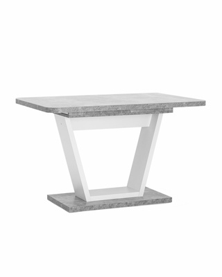 Стол обеденный раздвижной Vector 120, бетон/белый