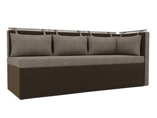 Кухонный угловой диван со спальным местом правый Метро, корфу 03/коричневый/корфу/микровельвет