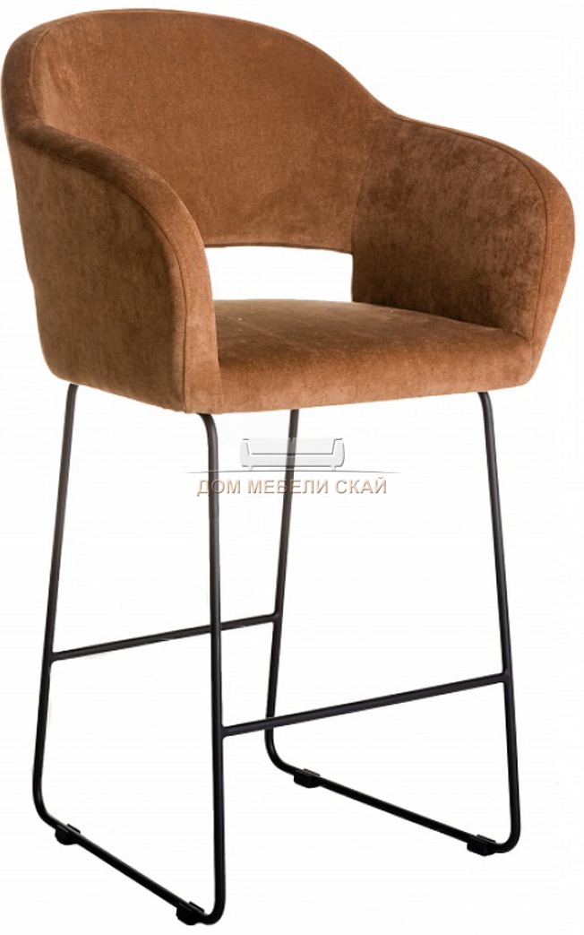 Кресло барное Oscar, велюровый коричневого цвета браун/линк черный