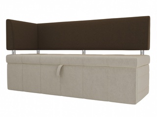 Кухонный диван Стоун с левым углом, бежевый/коричневый/микровельвет