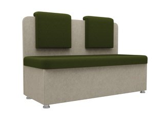 Кухонный диван Маккон 2-х местный, зеленый/бежевый/микровельвет