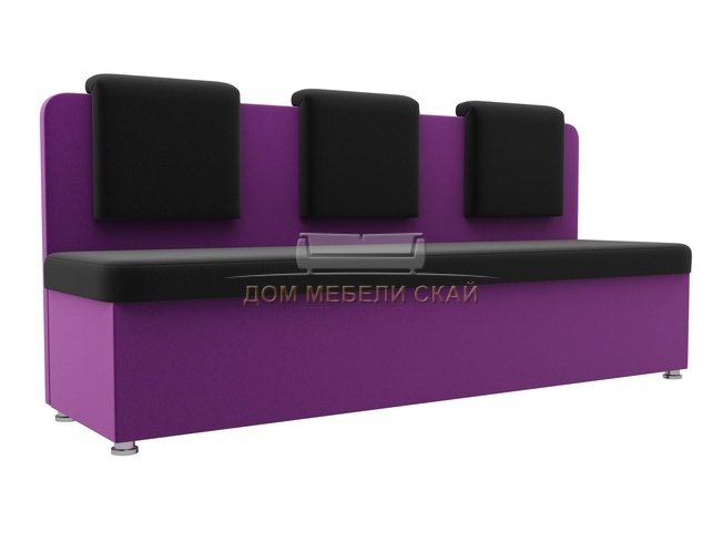 Кухонный диван Маккон 3-х местный, черный/фиолетовый/микровельвет