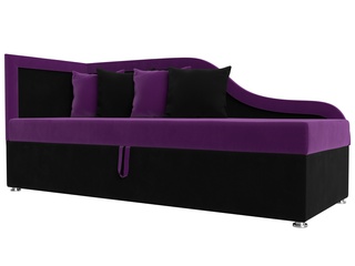 Детский диван левый Дюна, фиолетовый/черный/микровельвет