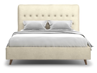 Кровать двуспальная 160x200 Bergamo Lux, бежевый велюр velutto 17