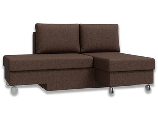 Угловой диван-кровать Лира трансформер, коричневый/рогожка