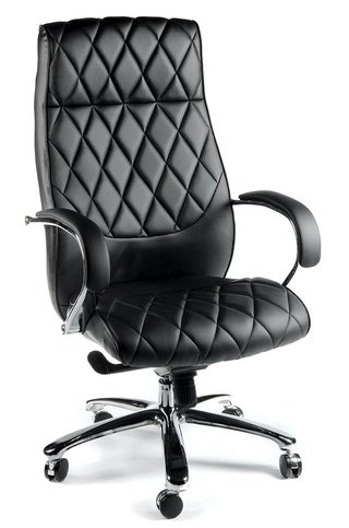 Кресло офисное Бонд, black/сталь/хром/черная экокожа