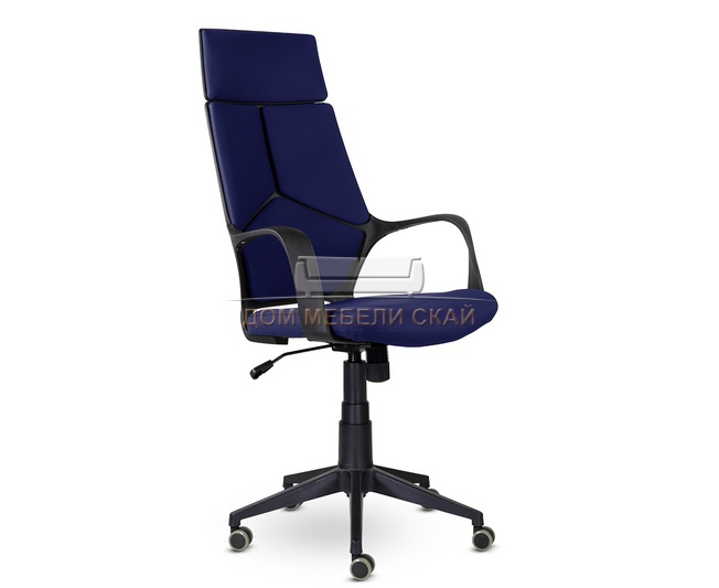 Кресло офисное IQ, black plastic blue черный пластик/синяя ткань