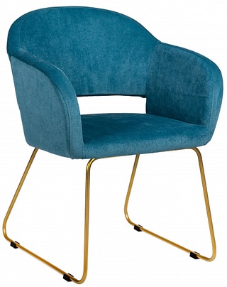 Стул-кресло Oscar, микровельвет голубого цвета/линк золото