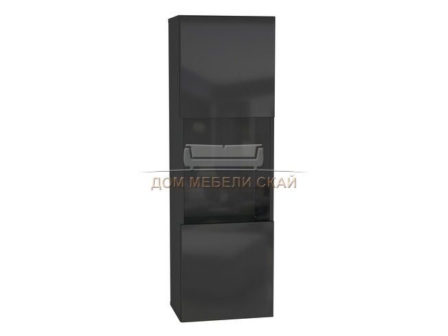 Шкаф-витрина навесной Point тип-22, чёрный/чёрный глянец