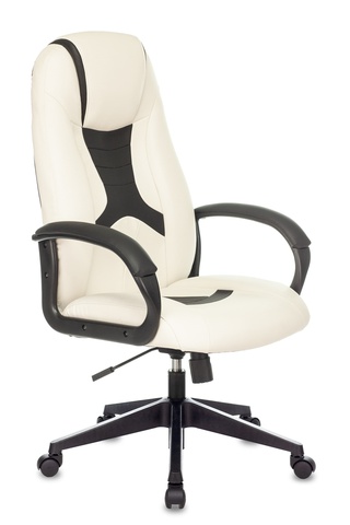 Кресло игровое TopChairs ST-CYBER 8, черно-белое/экокожа