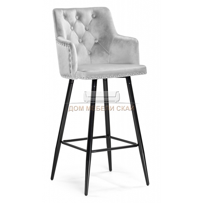 Барный стул Ofir, велюровый светло-серого цвета  light gray