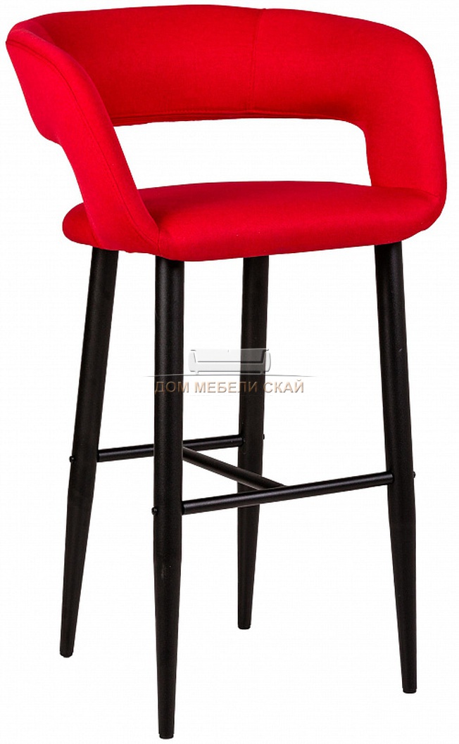 Стул-кресло барное Walter, велюровый красного цвета/черный